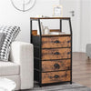 Brown 4-Drawer Bedside Table w/ Open Shelf,Small Storage Nightstand for Bedroom