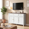 Sideboard with Thick Top, Cabinet, 2 Drawers and Adjustable Shelves, White