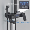 Exposed Shower Taps Mixer Valve Black Bathroom Square Twin Head Bar Shower Set