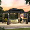 3.6 x 4.3m Hardtop Gazebo Galvanized Steel Double Roof w/ 4 LED Lights,Curtains