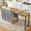 Extendable Bar Table 118-180cm, Kitchen Trolley Cart w/ 4 Doors, Shelves, Grey