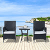 Rattan Bistro Set Garden Chair Table Patio Outdoor, Black