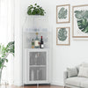 Corner Bar Cabinet with Wine Rack & Glass Holder,4 Tier Bar Unit with Mesh Door