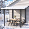 2.4x3.6m Metal Lean-to Gazebo Wall Mounted Iron Hardtop Pergola Heavy Duty