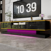 TV Stand Cabinet 180cm w/ LED Lights, 3 Drawers Storage Modern High Gloss Black