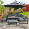 Sofa Set Aluminium Outdoor 6 Piece Garden Furniture with Fire Pit Table Grey
