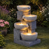 Water Feature 4 Tier Cascade LED Fountain Outdoor Garden Patio Decor Electric