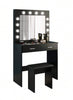LED Light Vanity Dressing Table Set Bedroom Makeup Desk With Mirror Drawer Stool