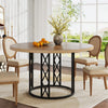 Dining Table Round Wood Top Metal Base Farmhouse Industrial Kitchen Dining Room