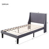 Bed Frame 3ft Single Size Linen Fabric Upholstered Bed Slatted Foundation Grey