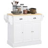 Kitchen Storage Trolley with Adjustable Shelf Rolling Kitchen Island White