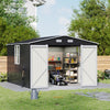 10X12FT Galvanised Outdoor Storage Shed Metal Garden Shed Lockable for Tool Bike