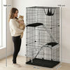 3-Tier Large Cat Cage Indoor, Detachable Metal Wire Kennel with Hammock