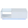 Hydraulic Lift Coffee Table w/ LED Lights & Storage, High Gloss White, 100x50cm