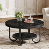 Round Coffee Table, 80cm Industrial Wood Circle Center Table for Living Room