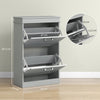 Slim Shoe Storage Cabinet with 2 Flip Drawers for Entryway, Grey