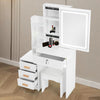 Large Vanity Desk with Mirror and LED Light Makeup Desk with Drawers and Bekhyem