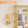 Modern Bookcase w/3-Drawer&Metal Frame,Bookshelf Storage Cabinet for Living Room