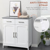 Bathroom Floor Cabinet Free Standing Storage Cupboard w/ 2 Drawers 2 Doors