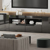 200cm All High Gloss White TV Stand Cabinet Unit Doors Storage with LED Cupboard