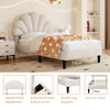 3ft Single Upholstered Bed Frame with Headboard, Solid Wood Slat, Velvet, Beige