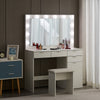 Modern LED Dressing Table with Stool Cabinet Drawer Makeup Desk Vanity Table Set
