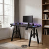 LED Gaming Desk Computer Table Workstations w/ Headphone Hook & Cup Holder Black