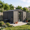 10x6FT Garden Shed Metal Apex Roof Outdoor Storage XL House With Free Foundation