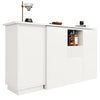 Kitchen Island Breakfast Bar Dining Table with Storage Cabinet Cupboard White