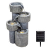 Stone Effect Fountain Solar Power LED Light Patio Water Feature Statues Outdoor