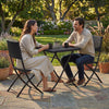 3 Piece Rattan Bistro Dining Set Outdoor Garden Balcony Folding Table Chair
