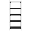 5-Tier Black Bookcase in Engineered Wood - Industrial Style with D1J8