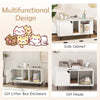 Cat Litter Box Enclosure Large Hidden Cat Washroom w/ Storage-White