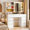 Dressing Table w/ Power Outlet 9 Drawer 10x Magnifying Mirror & Led Slide Mirror