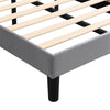 Upholstered Platform Bed 3ft Single Bed Frame with LED Storage Headboard Grey