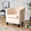 Tub Arm Chair Cream Velvet Luxury Statement Rivet Comfy Accent Armchair