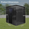 6 x 4 FT Garden Shed Storage Waterproof with Foundation Kit and Vents, Grey