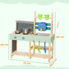 Mud Kitchen with Stove, Faucet, Storage Shelves, Flower Pots, Accessories, Blue