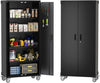 Metal Storage Home Garage Tool Cabinet with Wheel Pegboard 4 Adjustable Shelves