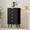Black Fluted 5 Drawer Dresser Bedroom Nightstand Cabinet Wood Chest of Drawers