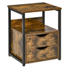 End Table Bedside Desk Slim Storage Cabinet with Shelf Rustic Brown