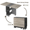 Drop Leaf Folding Dining Table 127cm w/Storage Shelves,Lockable Casters Rolling