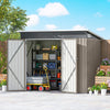 Outdoor Storage Shed, 7.5 x 4.3ft Metal Garden Shed, Light Grey