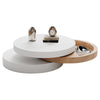 Round Rotating Coffee Table w/ 360° Swivel Layer & Storage, White + Wood Grain