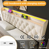 Upholstered Double 4ft6 Ottoman Bed Frame with RGB LED Lights, Hydraulic Storage