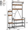 Coat Rack Hall Tree w/ Bench Hook Shoe Storage Coat Entryway Organizer Storage