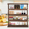 Wall Hanging Wood Spice Holder 4 Tier Vertical Kitchen Rack Spice Storage Shelf