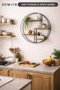 Metal Wire Wall Shelf Home Decor Storage Floating Round Multi-Section Shelf