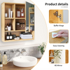 Bamboo Bathroom Mirror Cabinet Wall Mounted Over Toilet Storage Adjustable Shelf