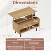 Lift Top Coffee Table Center Table with Open Storage Shelves-Natural